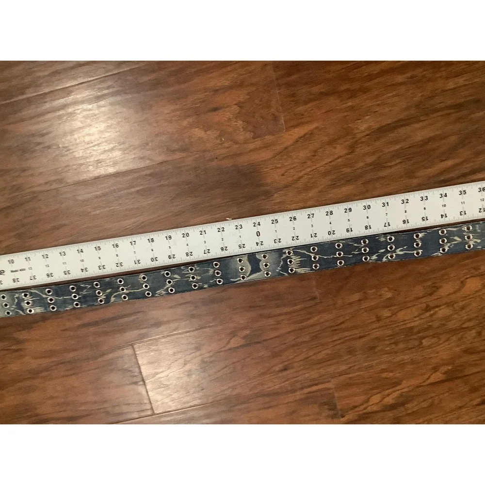 Vintage 90s Blue Worn in Distressed Genuine Leather F2325 3 Buckle Belt - Xl